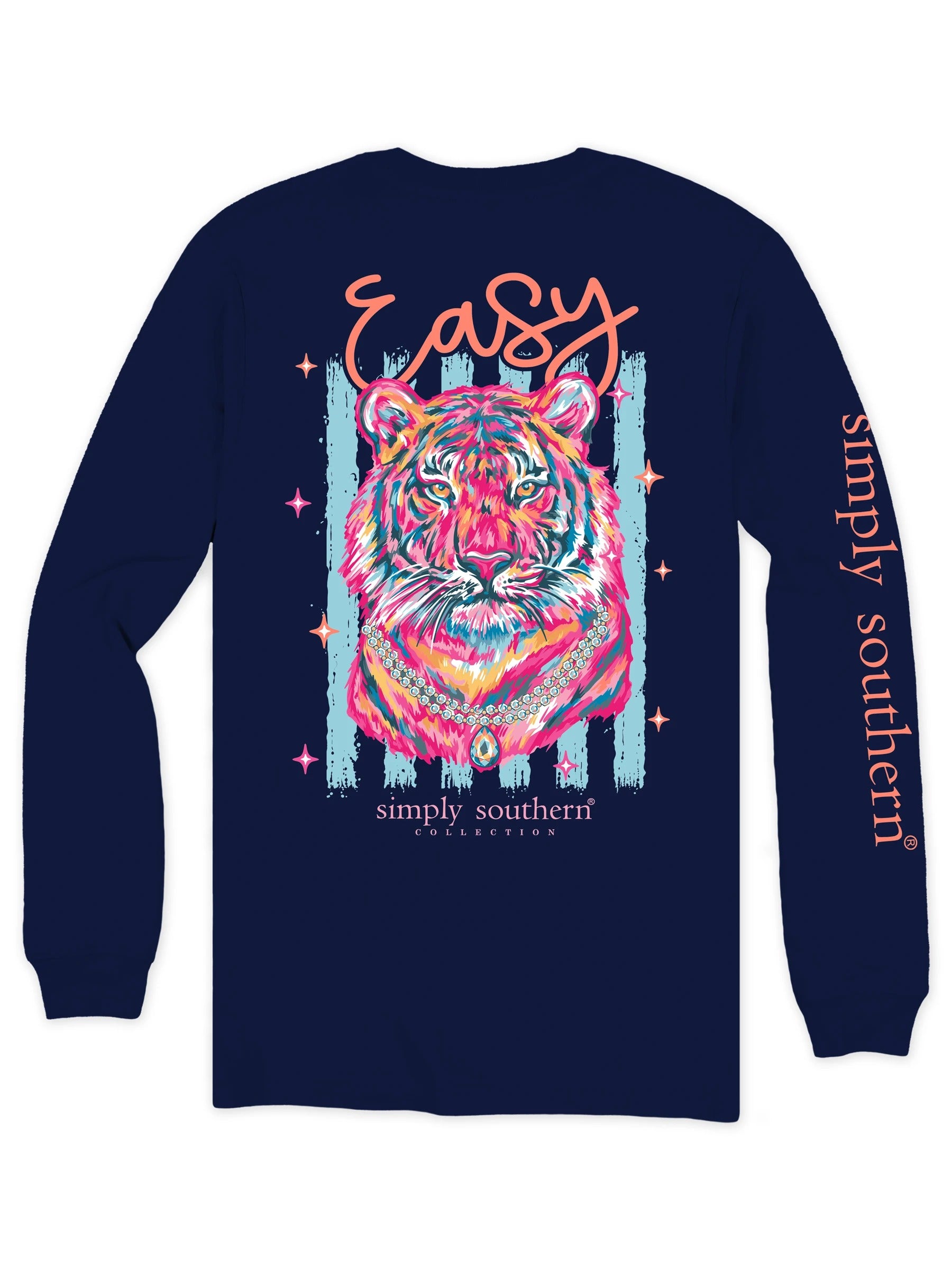 Simply Southern Easy Tiger Navy Long Sleeve T-Shirt
