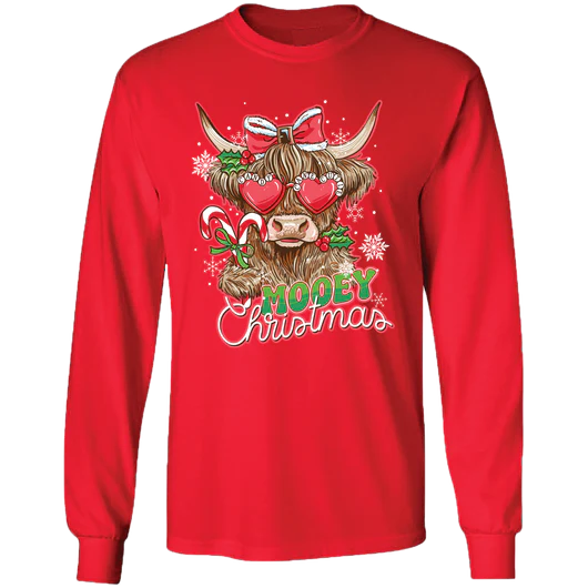 Girlie Girl Originals Mooey Cow Christmas Long Sleeve T-Shirt