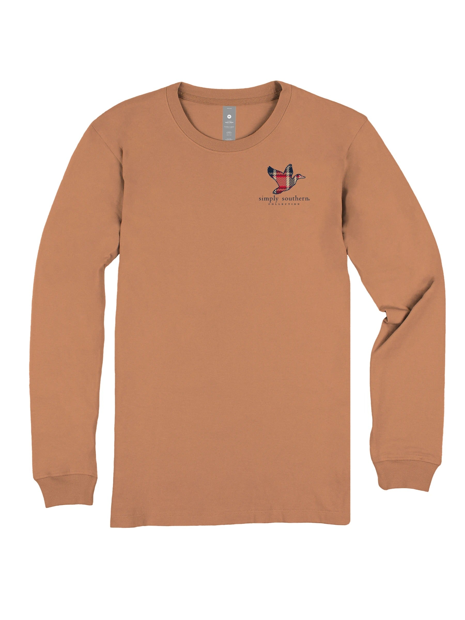 Simply Southern Quilted Pattern Duck Chestnut Long Sleeve T-Shirt
