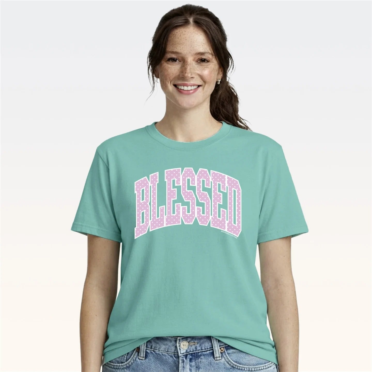 Southern Couture Polka Dot Blessed Comfort Colors T-Shirt