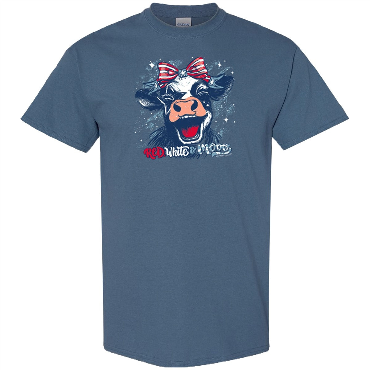 Southern Couture Soft USA Red White and Moo T-Shirt