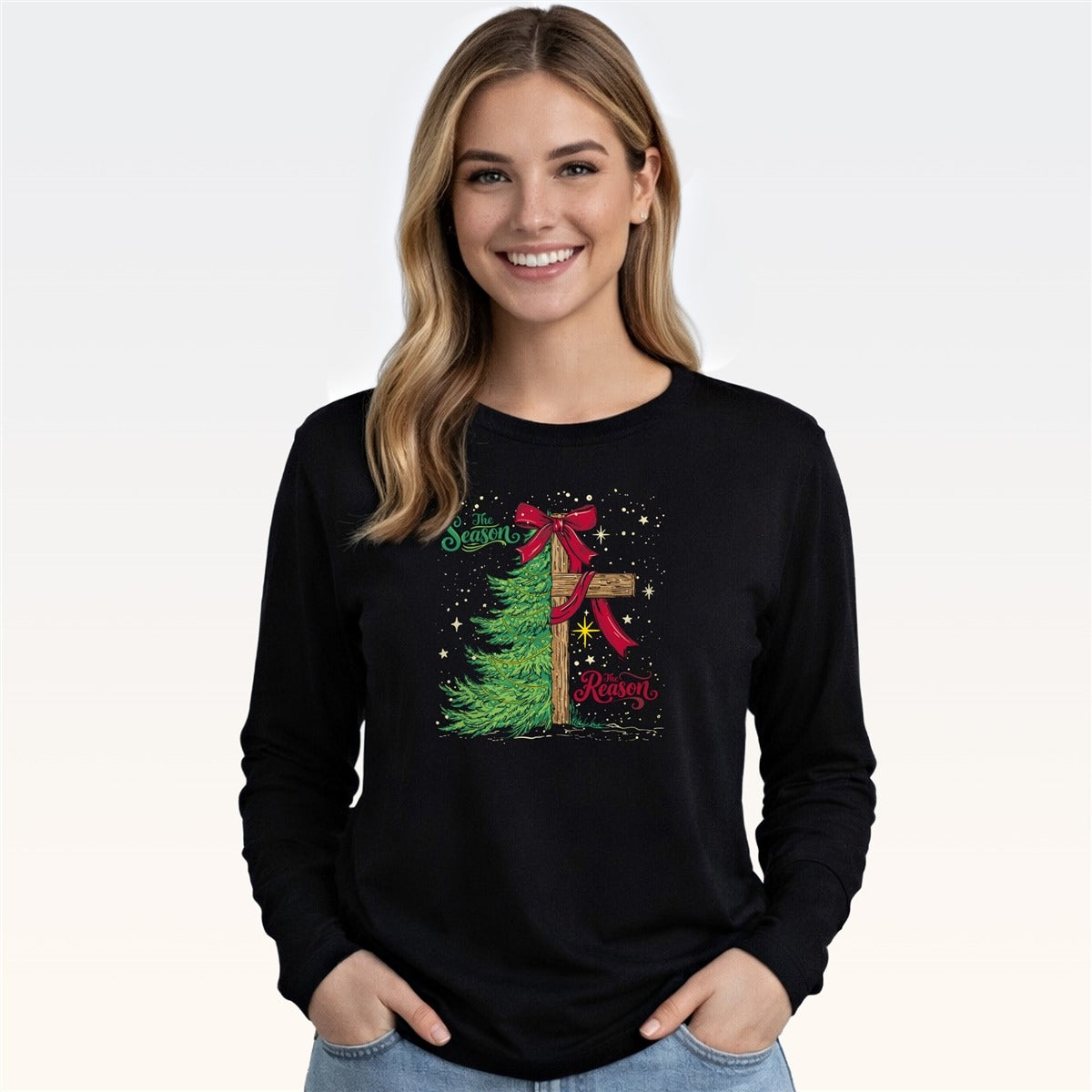 Southern Couture Soft The Season The Reason Holiday Long Sleeve T-Shirt