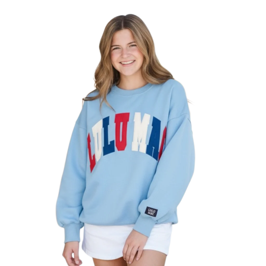Girlie Girl Lulu Mac Red White Blue Stitch Cozy Sweatshirt