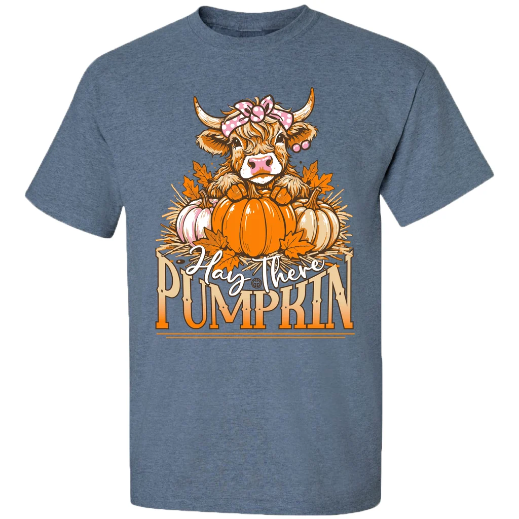 Girlie Girl Originals Hay There Pumpkin Cow Fall T-Shirt