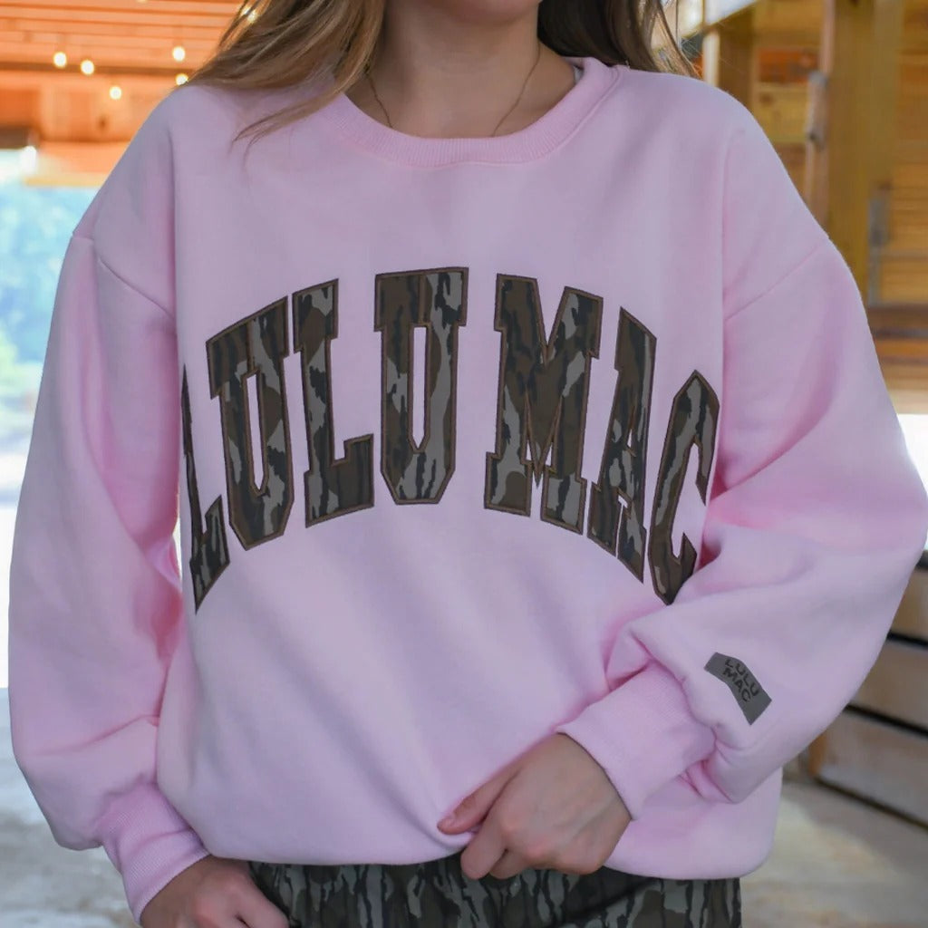 Girlie Girl Lulu Mac Mossy Oak Bottomland Camo Cozy Sweatshirt