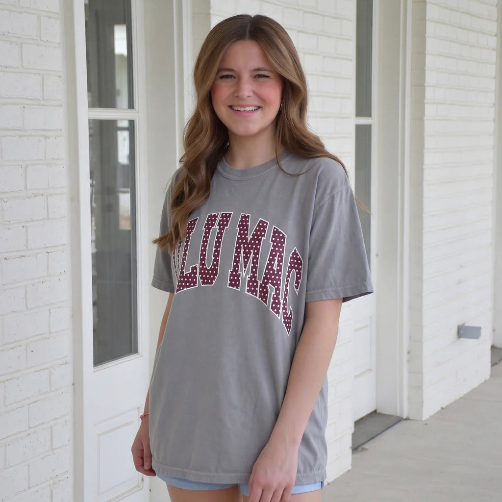 Girlie Girl Lulu Mac Polka Dot Maroon White Comfort Colors T-Shirt