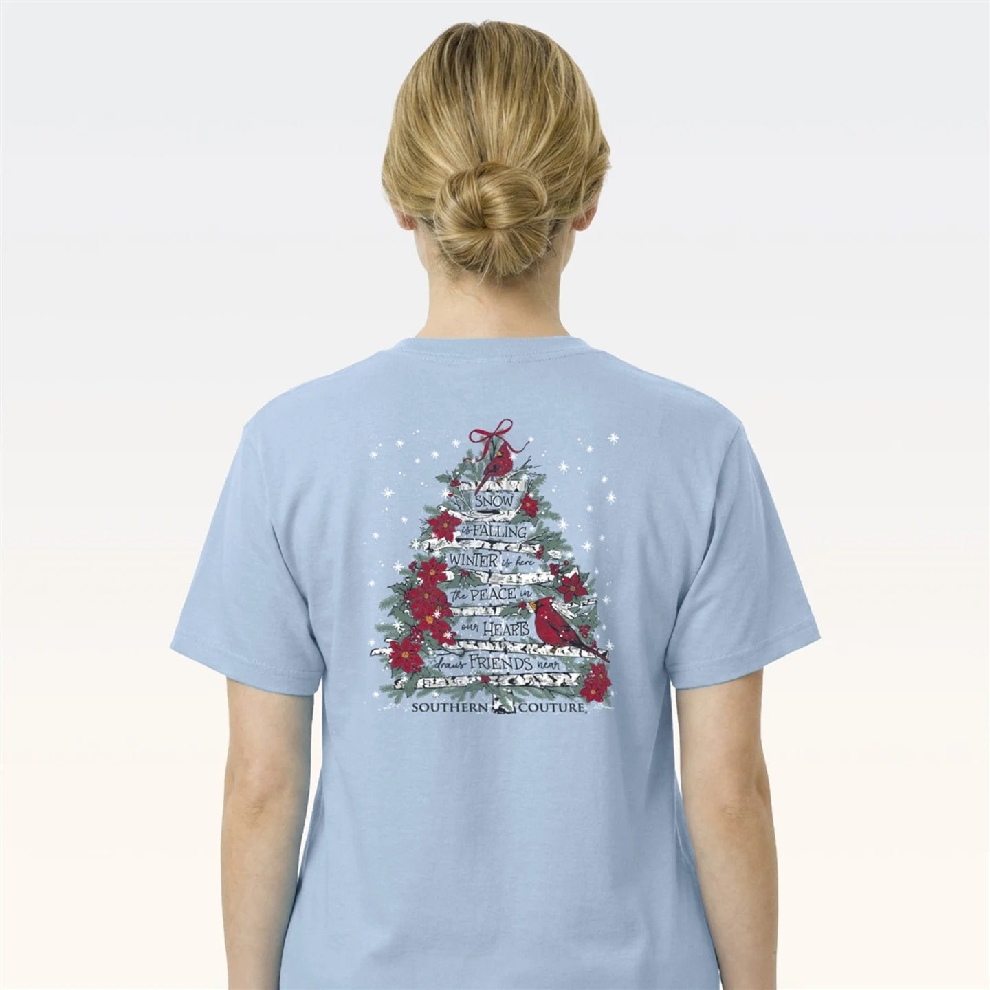 Southern Couture Classic Cardinal Bird Tree Holiday T-Shirt