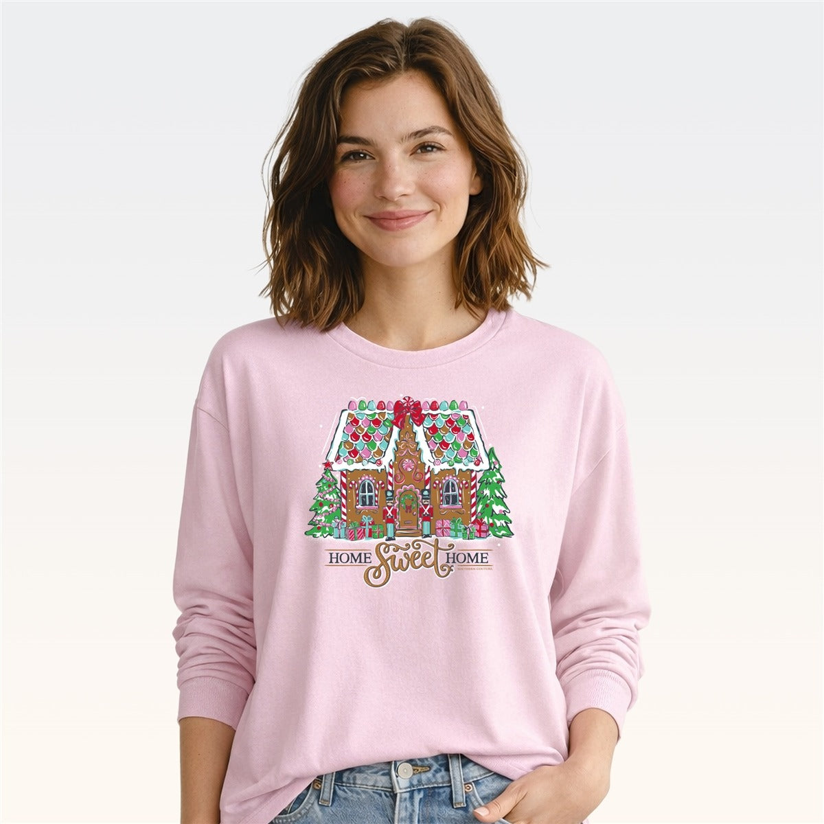 Southern Couture Soft Home Sweet Home Holiday Long Sleeve T-Shirt