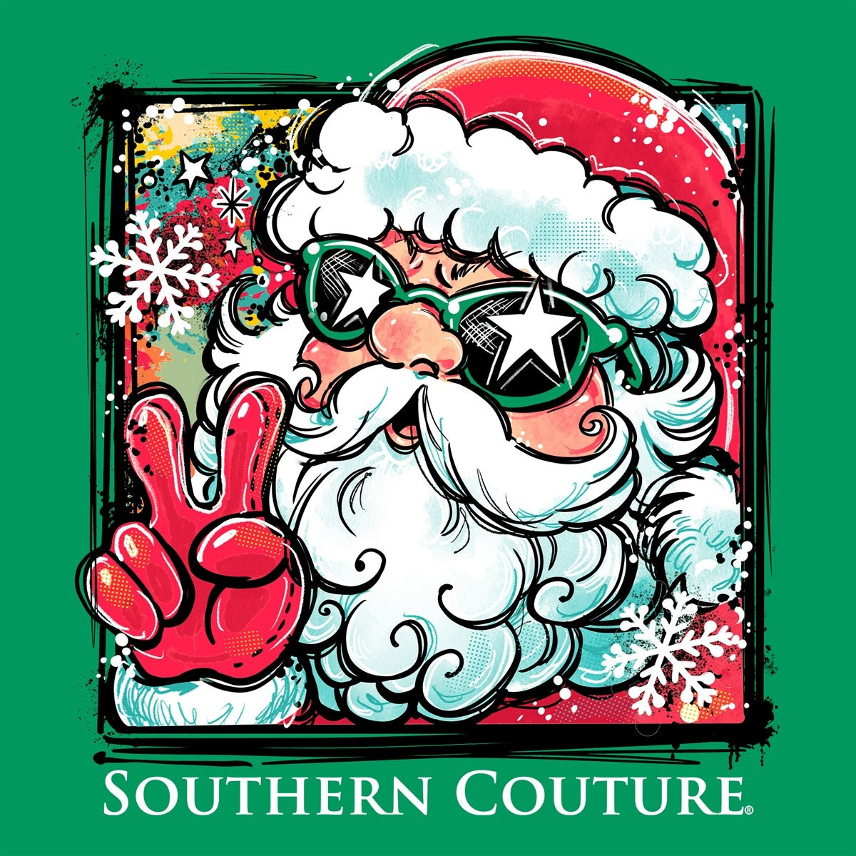 Southern Couture Classic Retro Santa Holiday T-Shirt