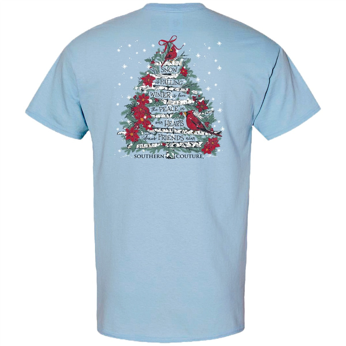Southern Couture Classic Cardinal Bird Tree Holiday T-Shirt