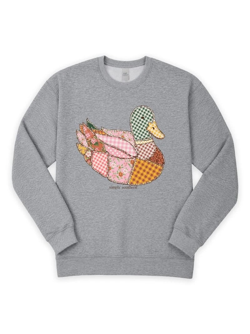 Simply Southern Stich Quilted Pattern Duck Long Sleeve Crew Sweatshirt