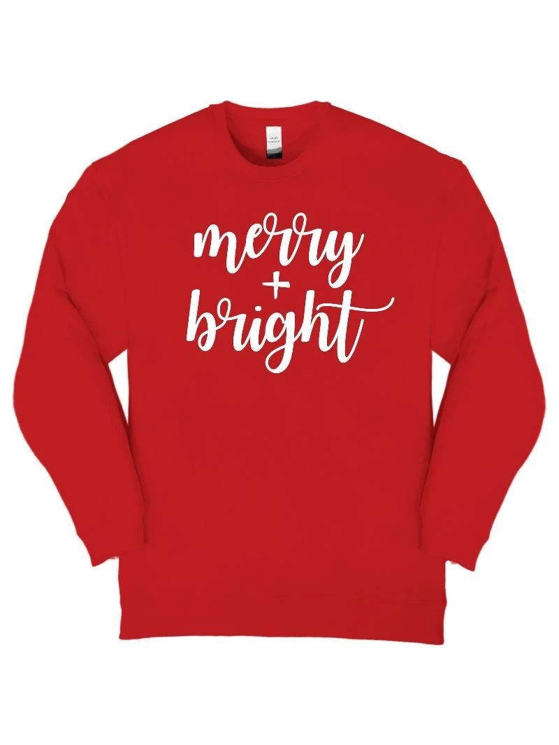 Simply Southern Merry &amp; Bright Holiday Long Sleeve Crew Sweatshirt