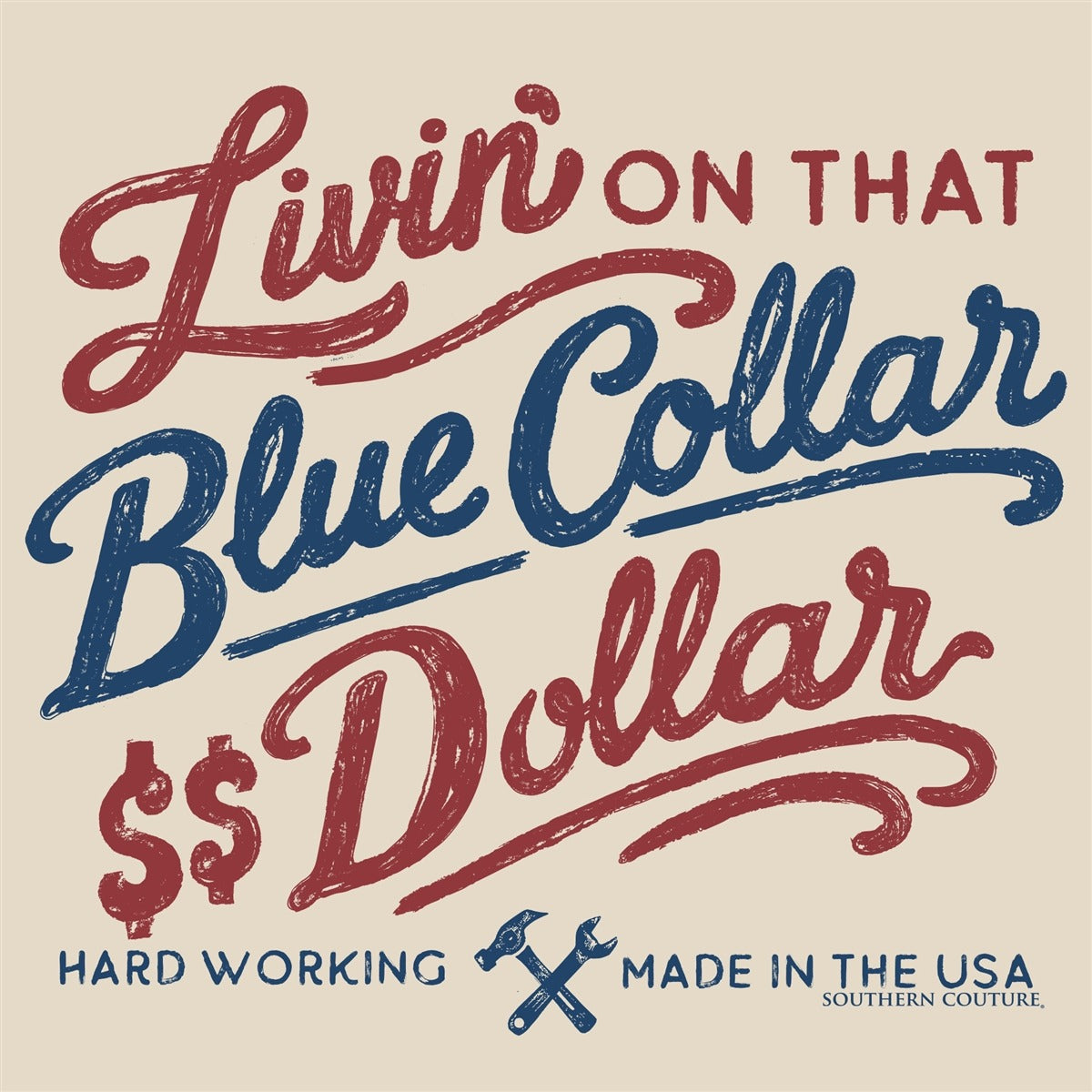 Southern Couture Soft Blue Collar Dollar T-Shirt