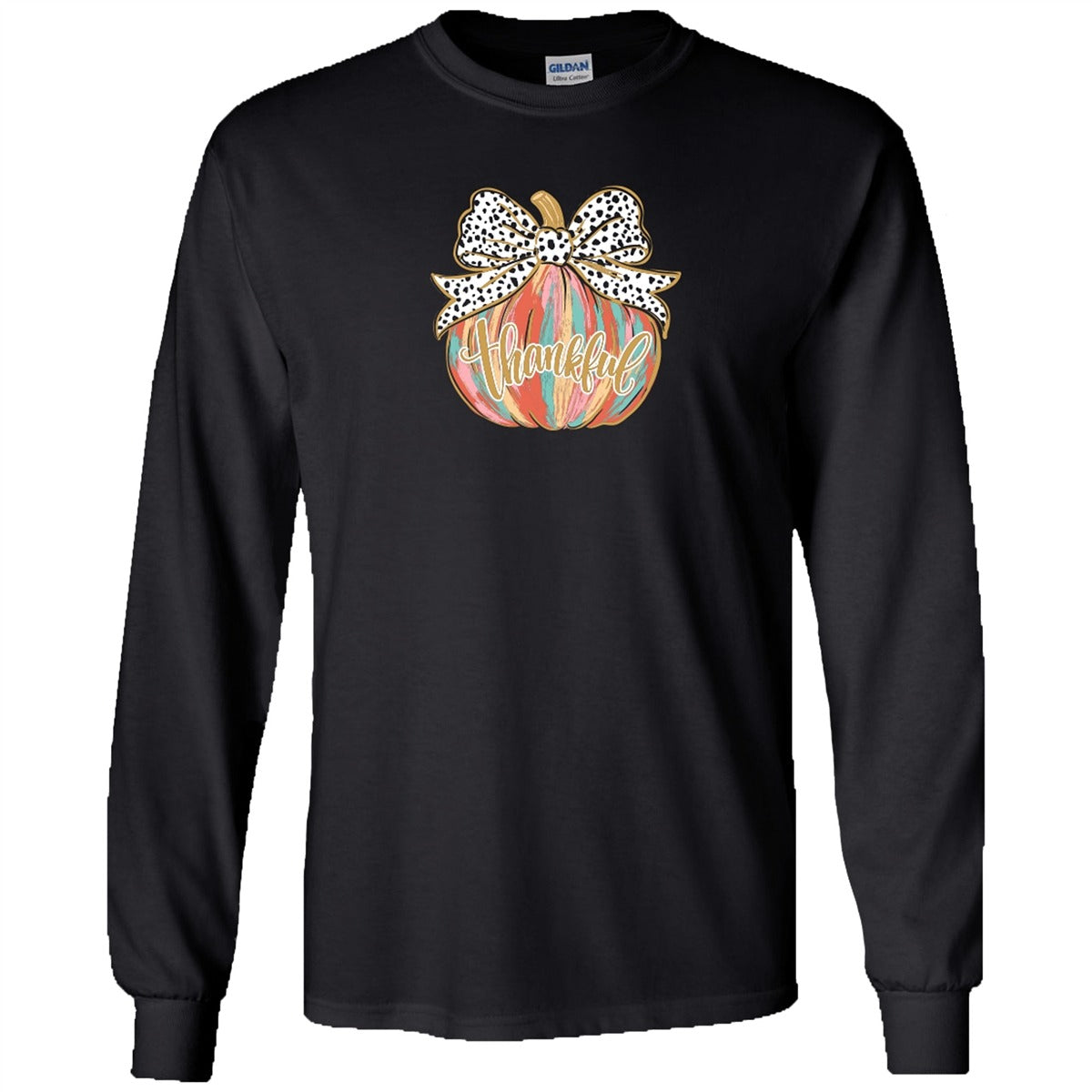 Southern Couture Soft Painted Pumpkin Fall Long Sleeve T-Shirt
