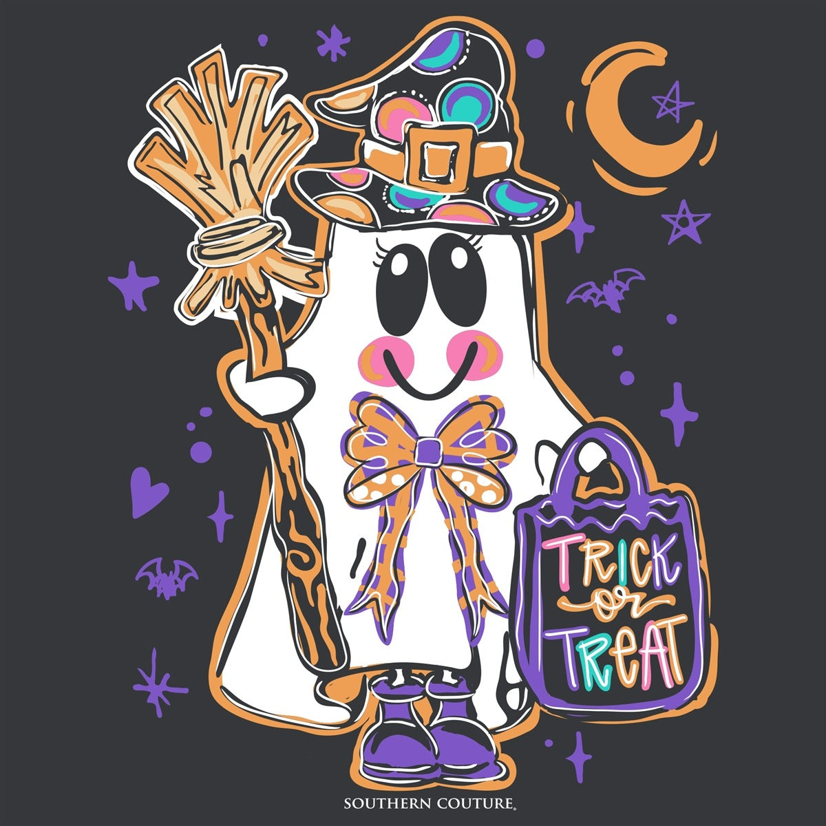 Southern Couture Soft Trick Or Treat Ghost Fall T-Shirt