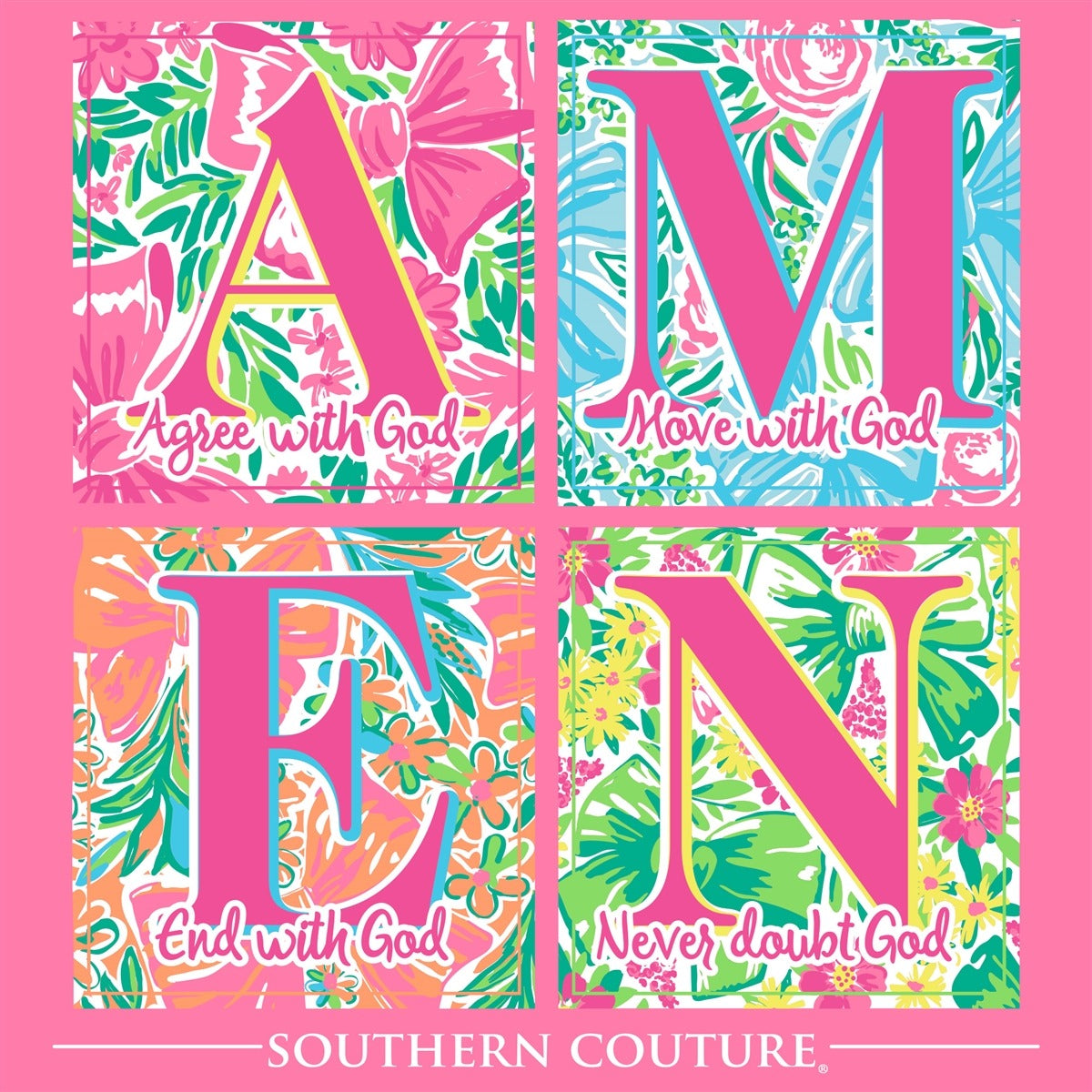 Southern Couture Classic Pattern Square Amen T-Shirt