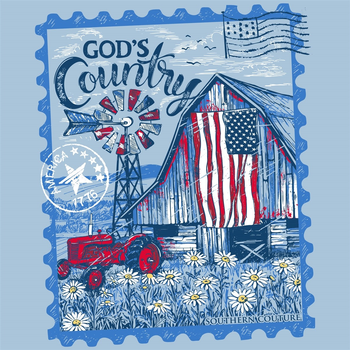 Southern Couture Classic Gods Country Barn USA T-Shirt