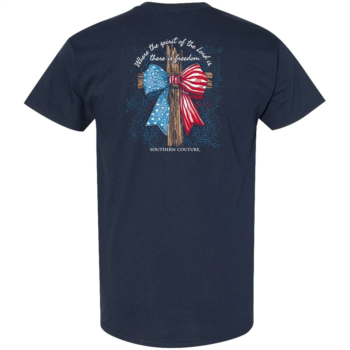 Southern Couture Classic American Bow Cross USA T-Shirt