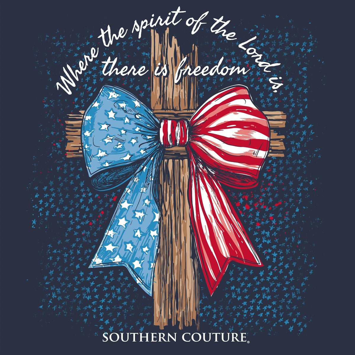 Southern Couture Classic American Bow Cross USA T-Shirt