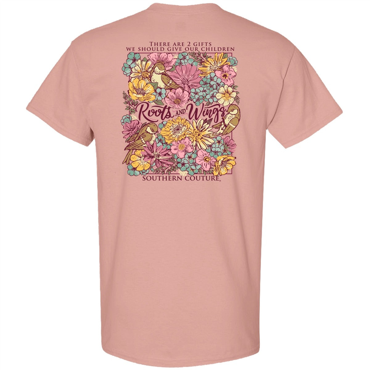 Southern Couture Classic Roots and Wings Flowers T-Shirt
