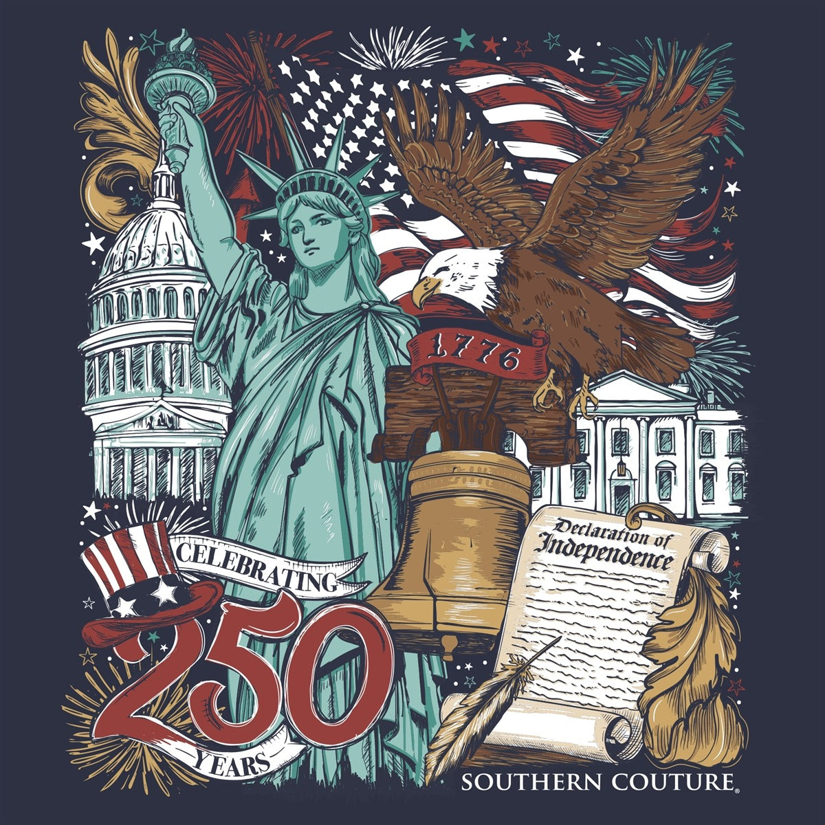 Southern Couture Classic Celebrating 250 Years USA T-Shirt