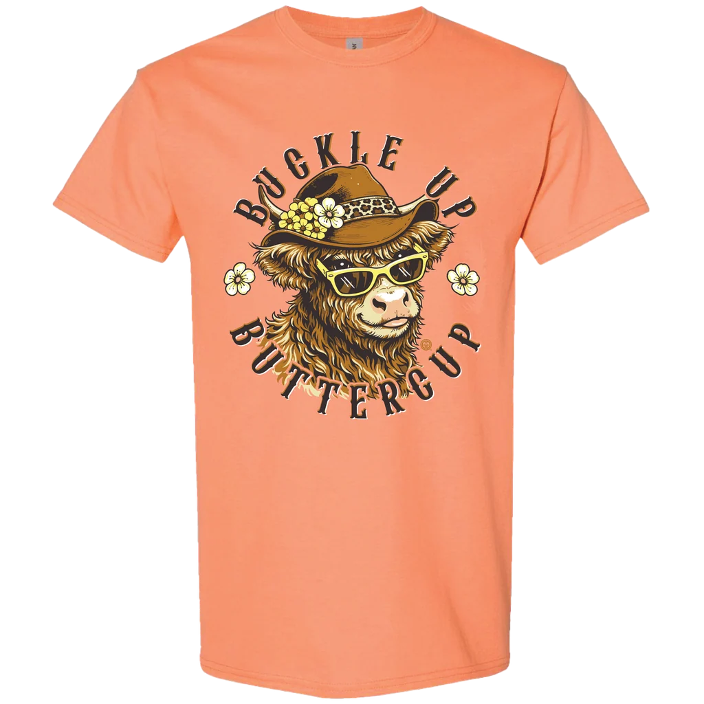 Girlie Girl Originals Buckle Up Buttercup Cow T-Shirt