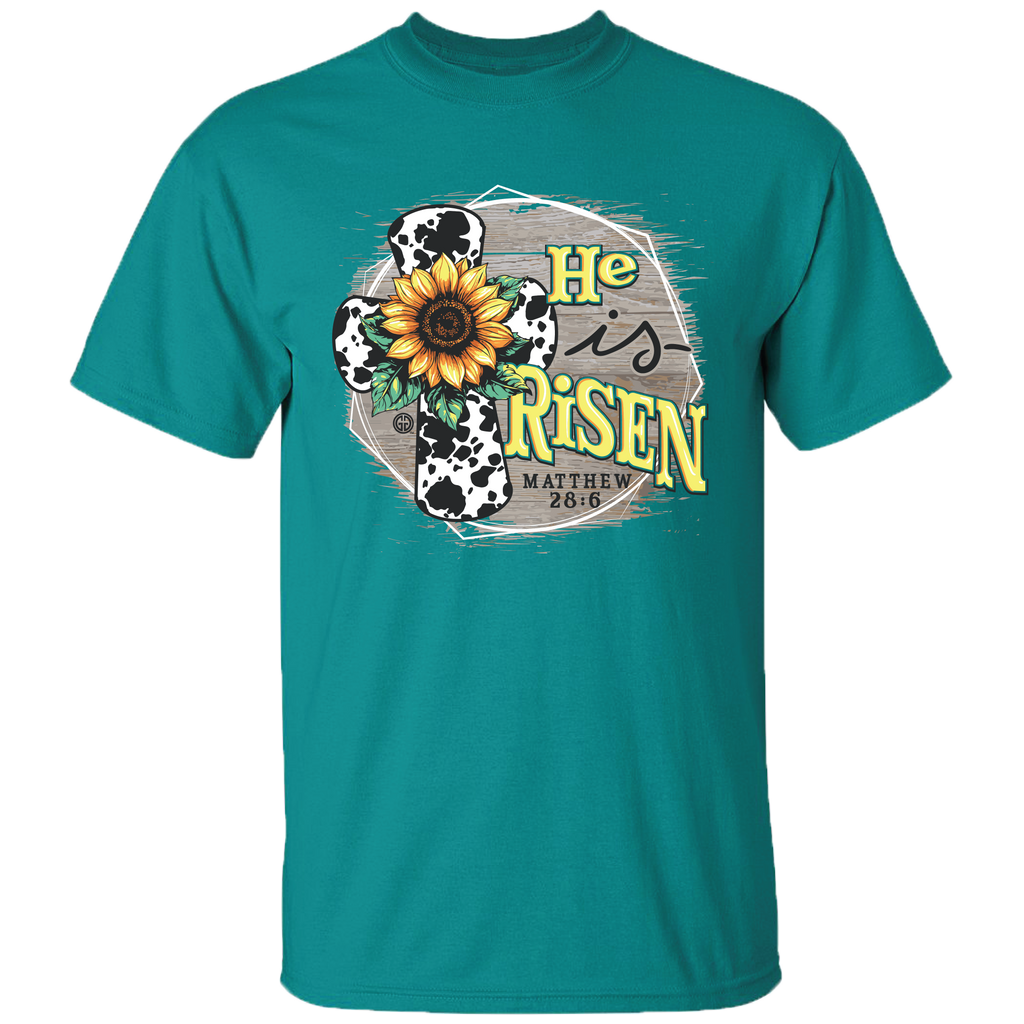 Girlie Girl Originals He Is Risen Sunflower Cross T-Shirt
