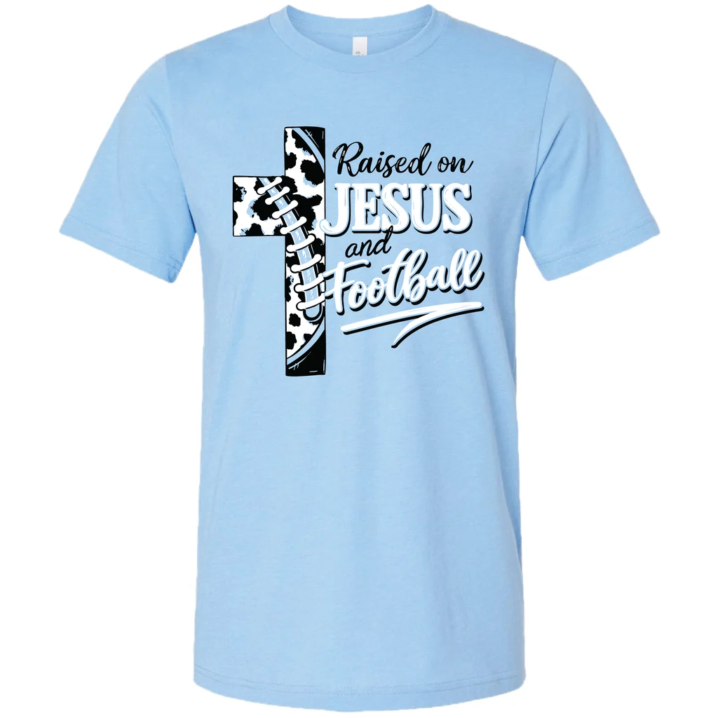 Girlie Girl Lulu Mac Raised On Jesus &amp; Football Canvas T-Shirt