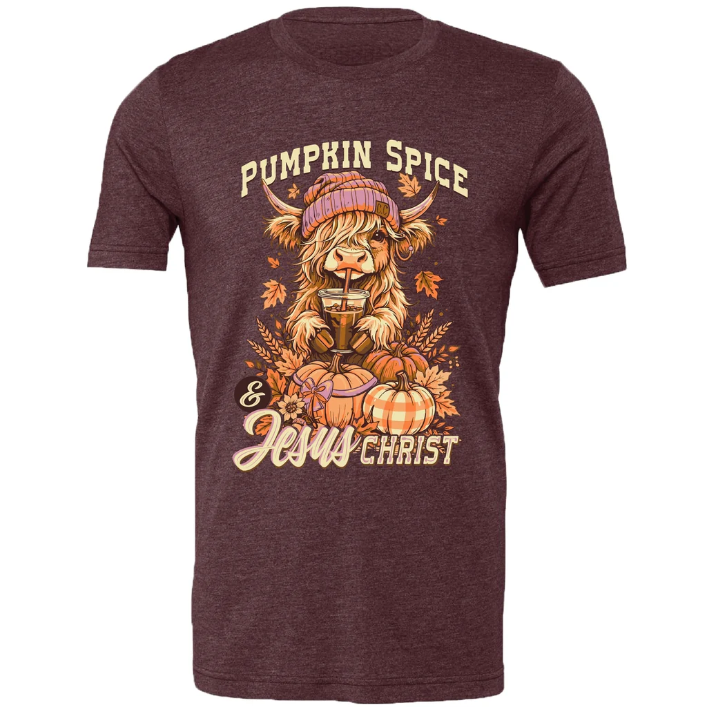 Girlie Girl Lulu Mac Highland Cow Pumpkin Fall Canvas T-Shirt