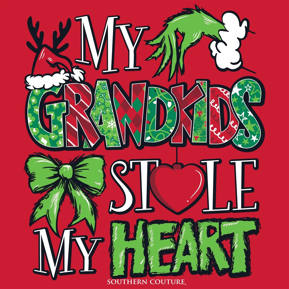 Southern Couture Classic My Grandkids Stole My Heart Holiday T-Shirt