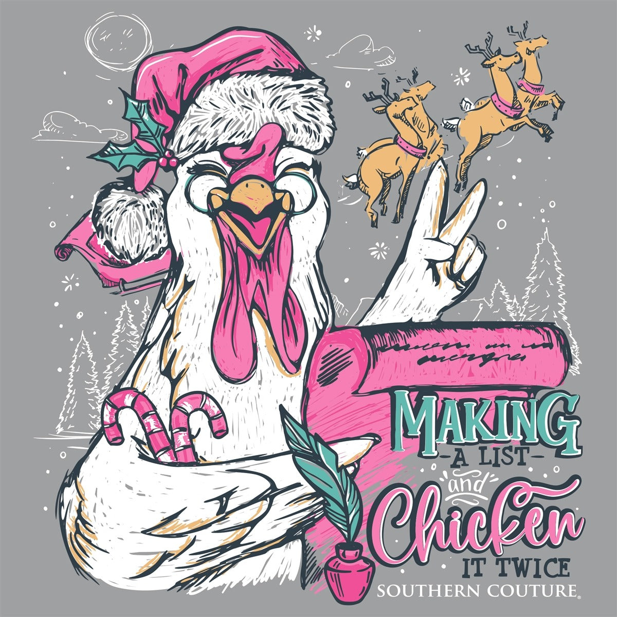 Southern Couture Classic Makin A List Chicken Holiday Long Sleeve T-Shirt