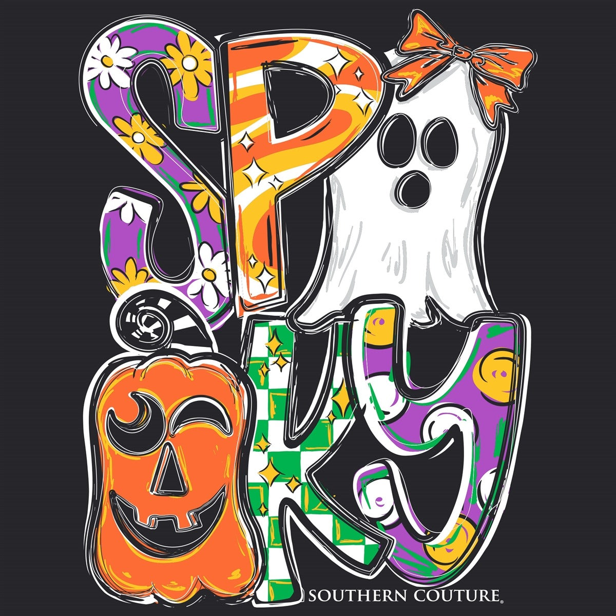 Southern Couture Classic Pattern Letter Spooky Fall T-Shirt