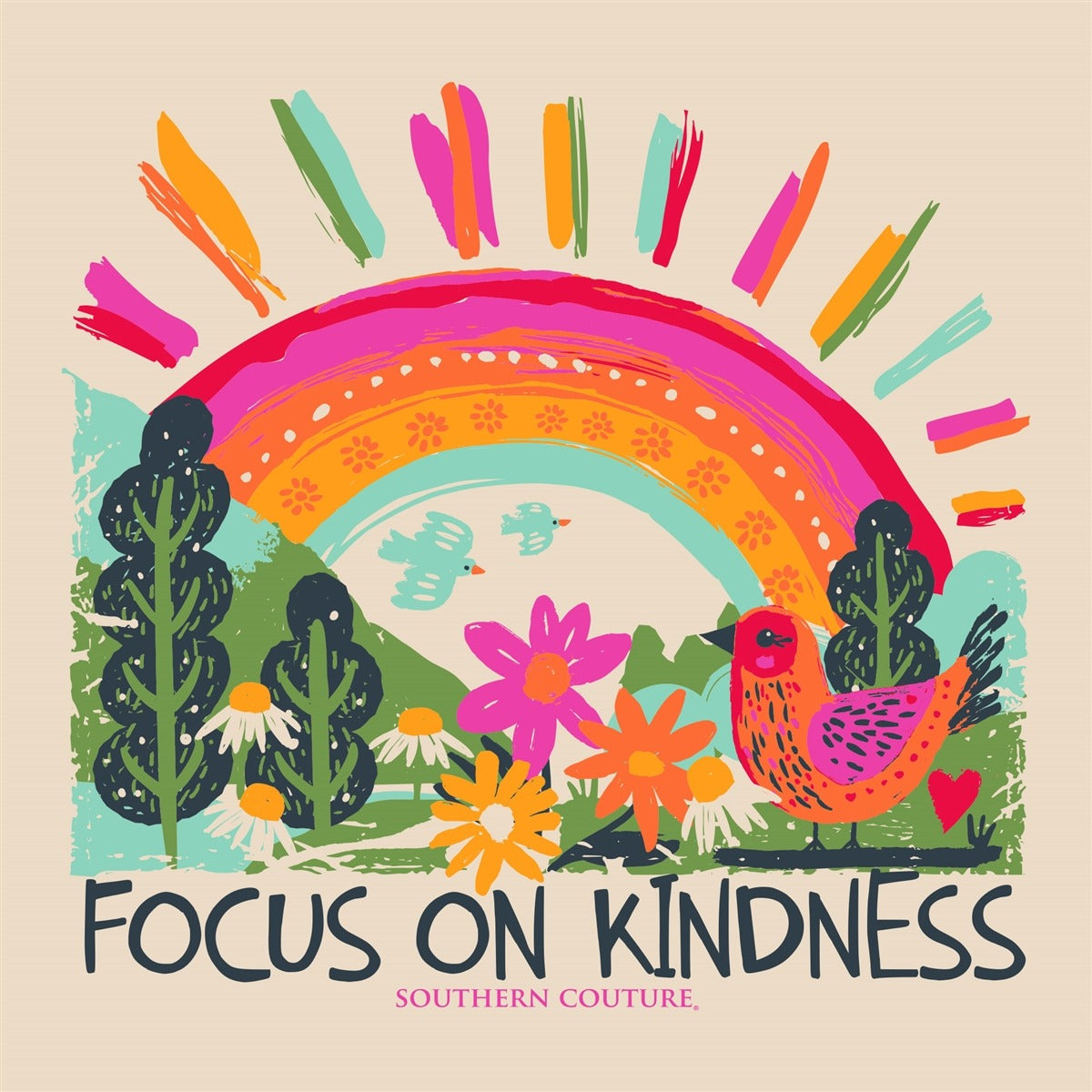 Southern Couture Focus On Kindness Comfort Colors Long Sleeve T-Shirt