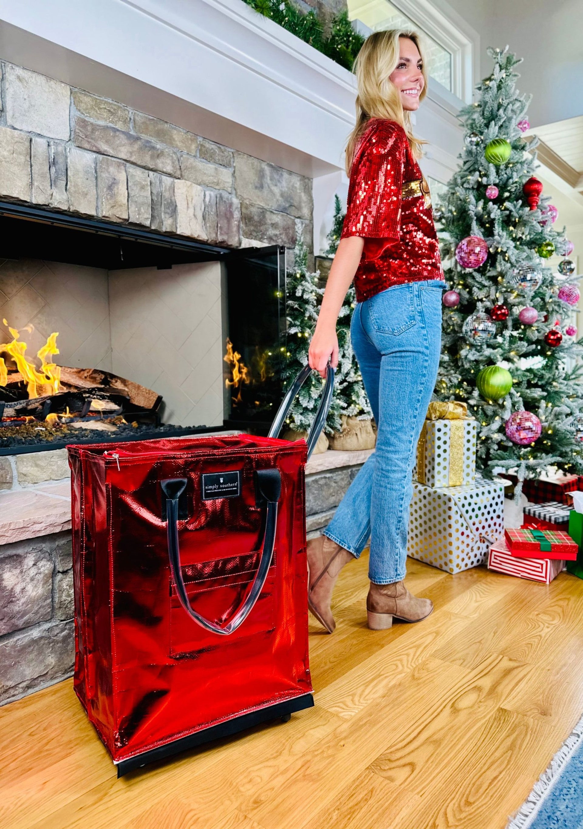 Simply Southern Solid Large Rolling Tote Bag