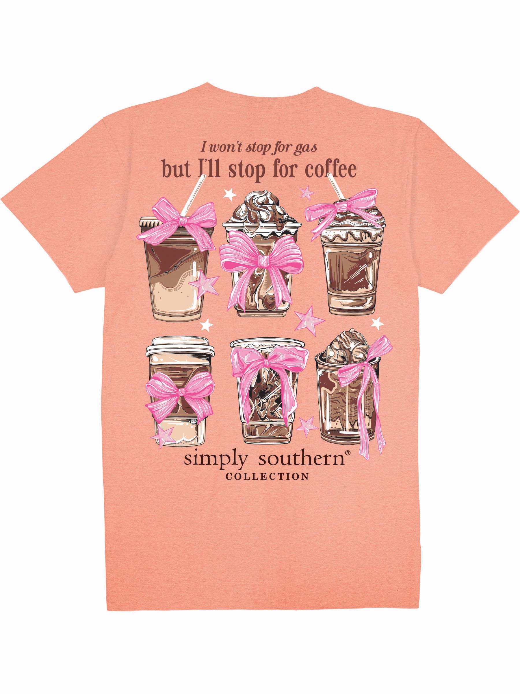Simply Southern Coffee Bow Peach T-Shirt