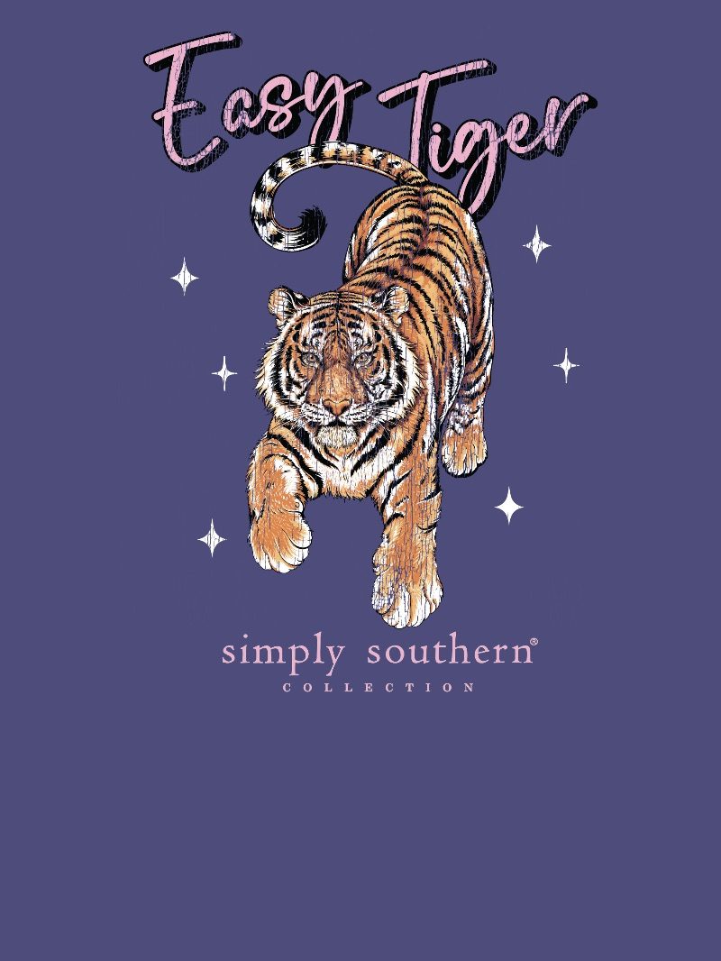 Simply Southern Easy Tiger Washed Navy T-Shirt