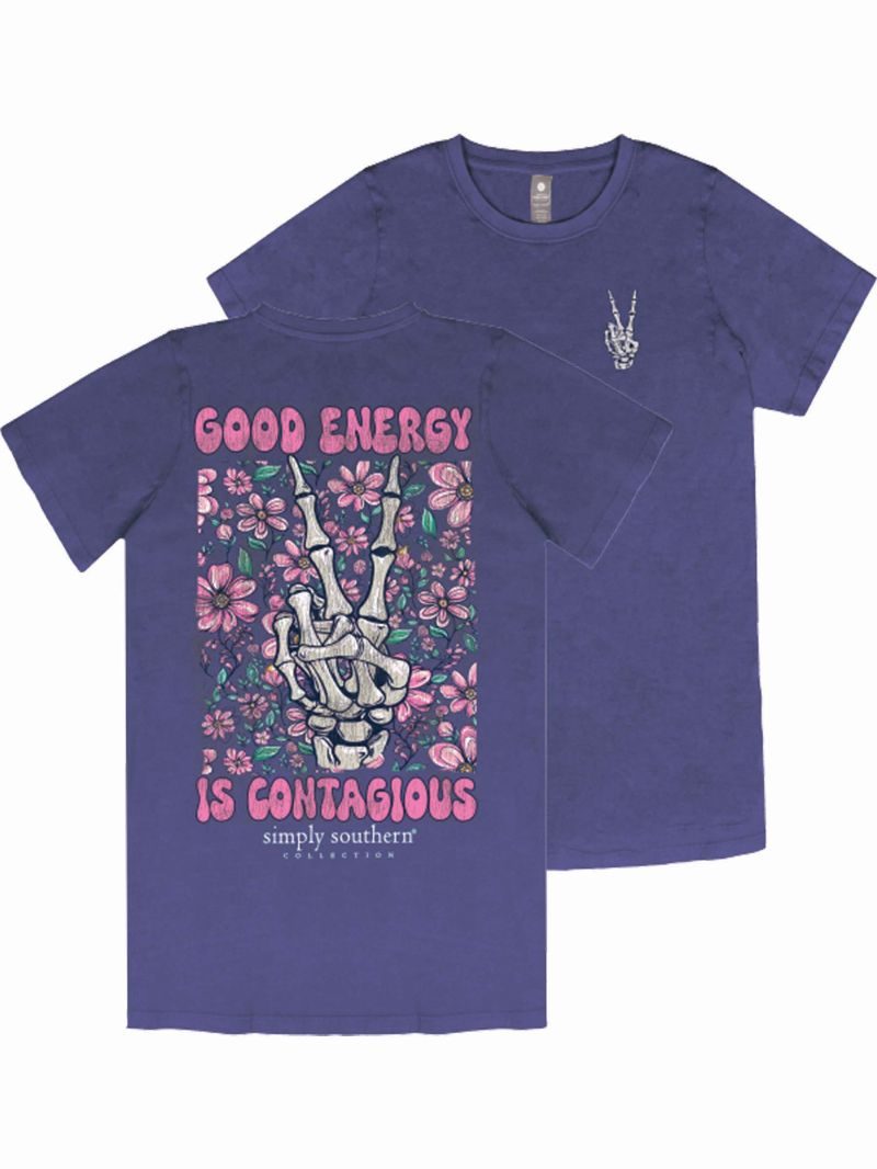 Simply Southern Good Energy Washed Navy T-Shirt