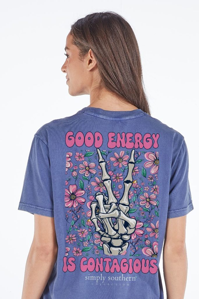 Simply Southern Good Energy Washed Navy T-Shirt