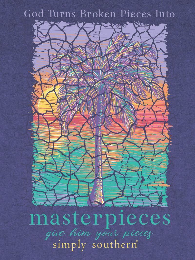 Simply Southern Masterpieces Palm Washed Navy T-Shirt