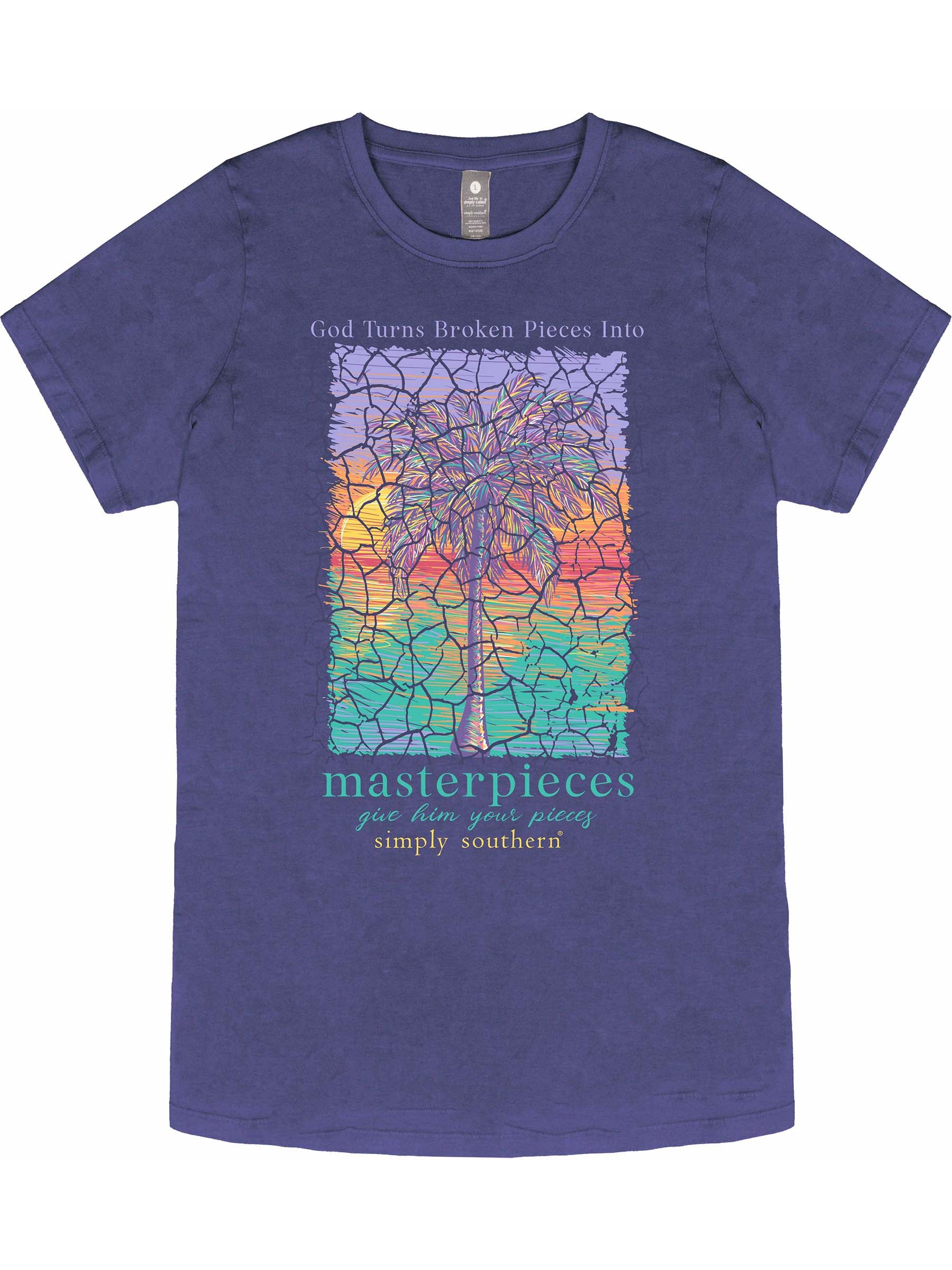 Simply Southern Masterpieces Palm Washed Navy T-Shirt