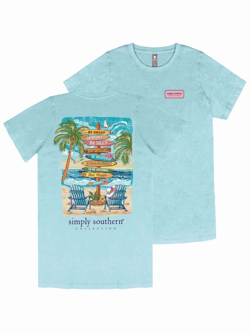 Simply Southern Beach Signs Washed Aqua T-Shirt