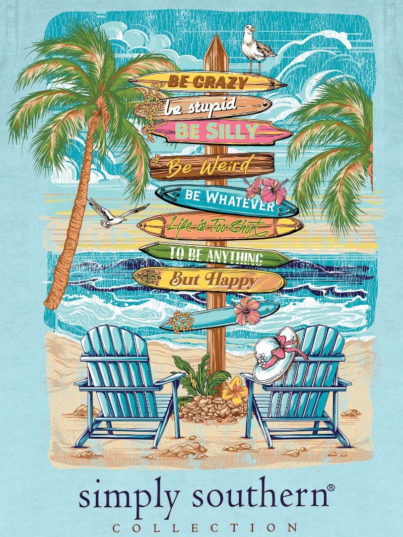 Simply Southern Beach Signs Washed Aqua T-Shirt