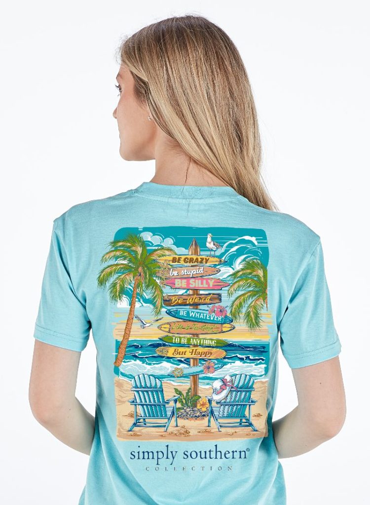 Simply Southern Beach Signs Washed Aqua T-Shirt