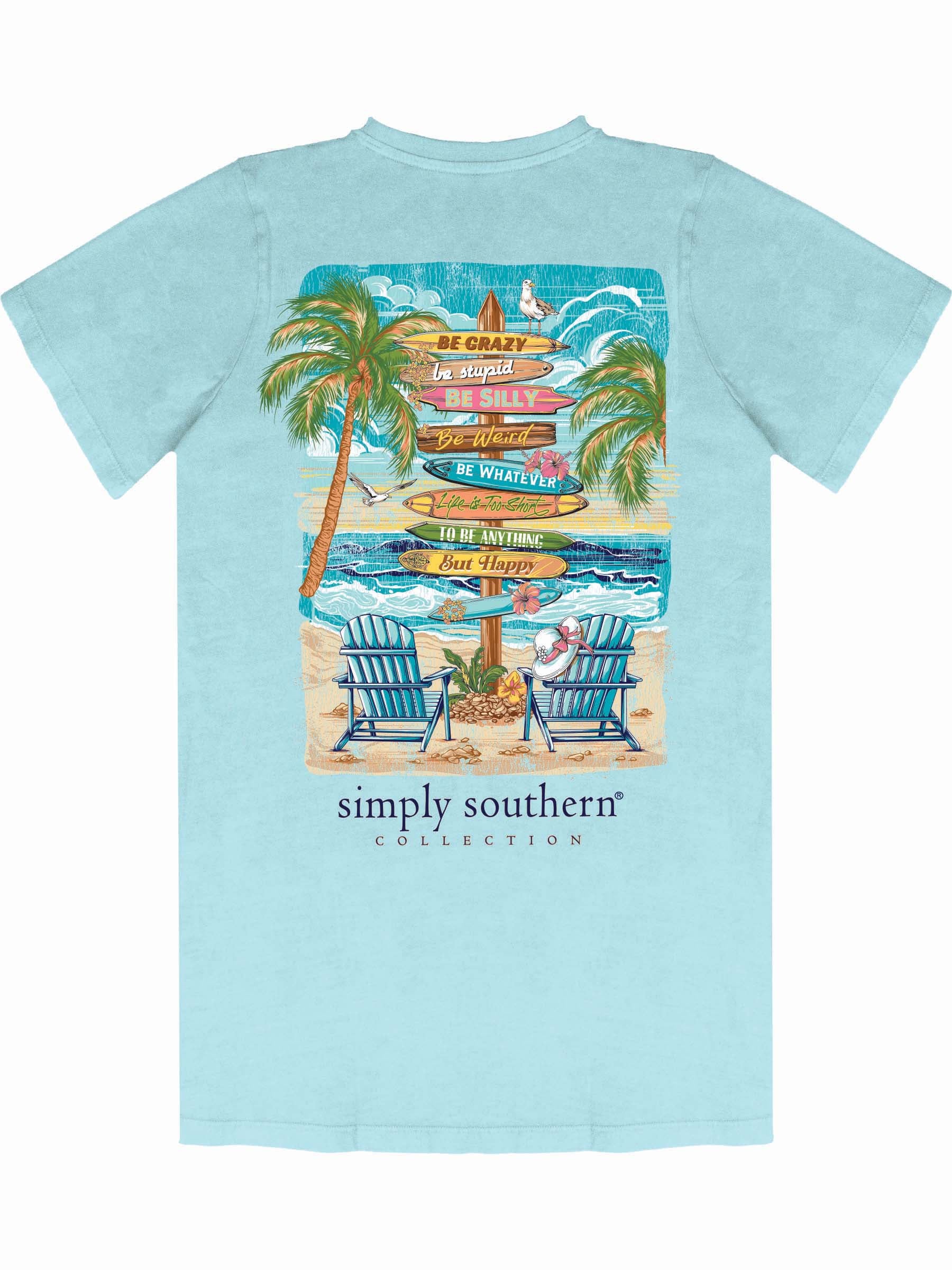 Simply Southern Beach Signs Washed Aqua T-Shirt