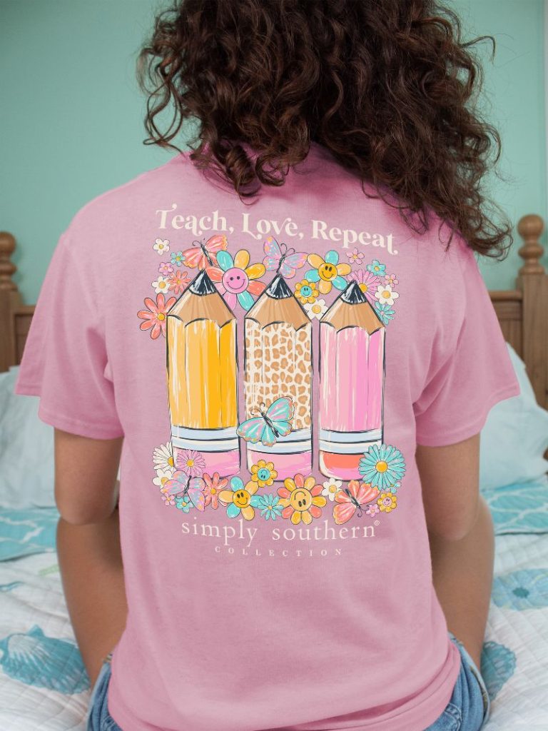 Simply Southern Teach Love Repeat Teacher T-Shirt