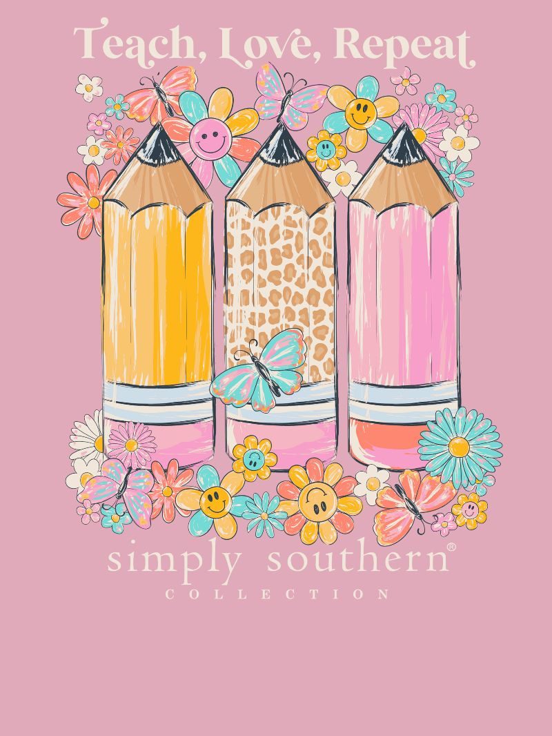 Simply Southern Teach Love Repeat Teacher T-Shirt