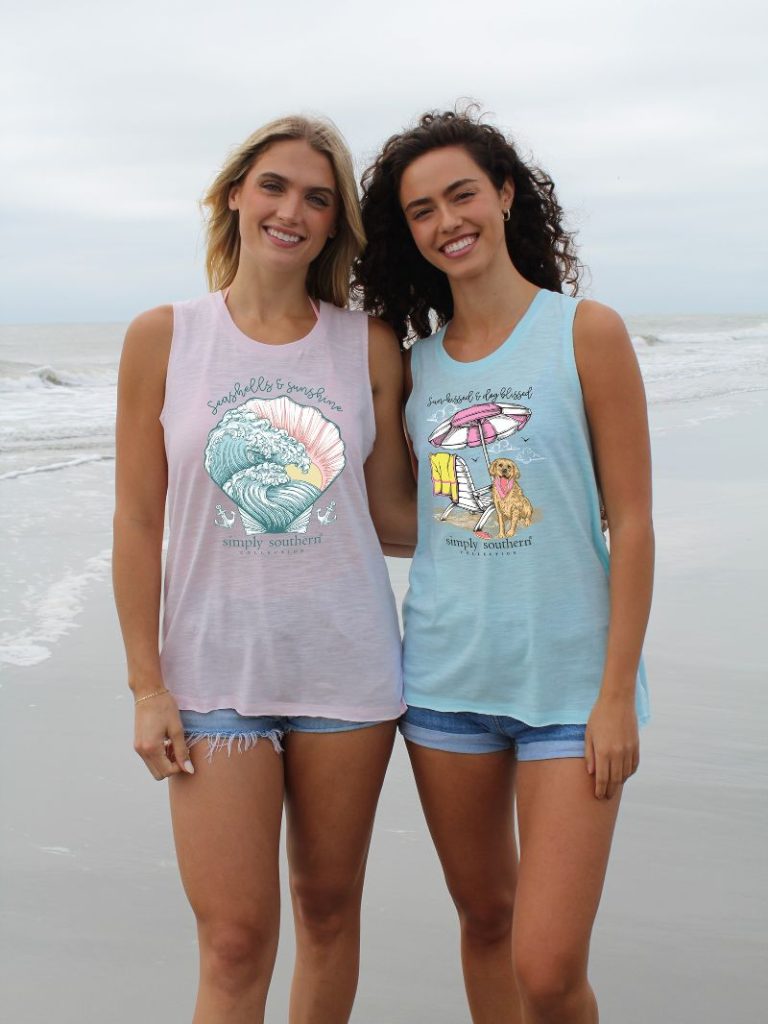 Simply Southern Beach Dog Splash Blue Tank Top