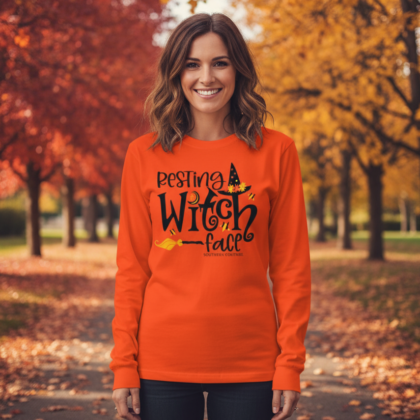 SALE Southern Couture Resting Witch Face Fall Soft Long Sleeve T-Shirt