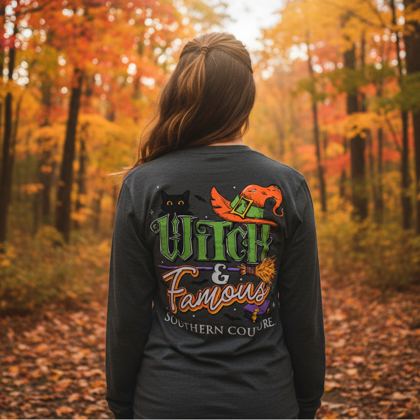 SALE Southern Couture Classic Witch & Famous Halloween Long Sleeve T-Shirt