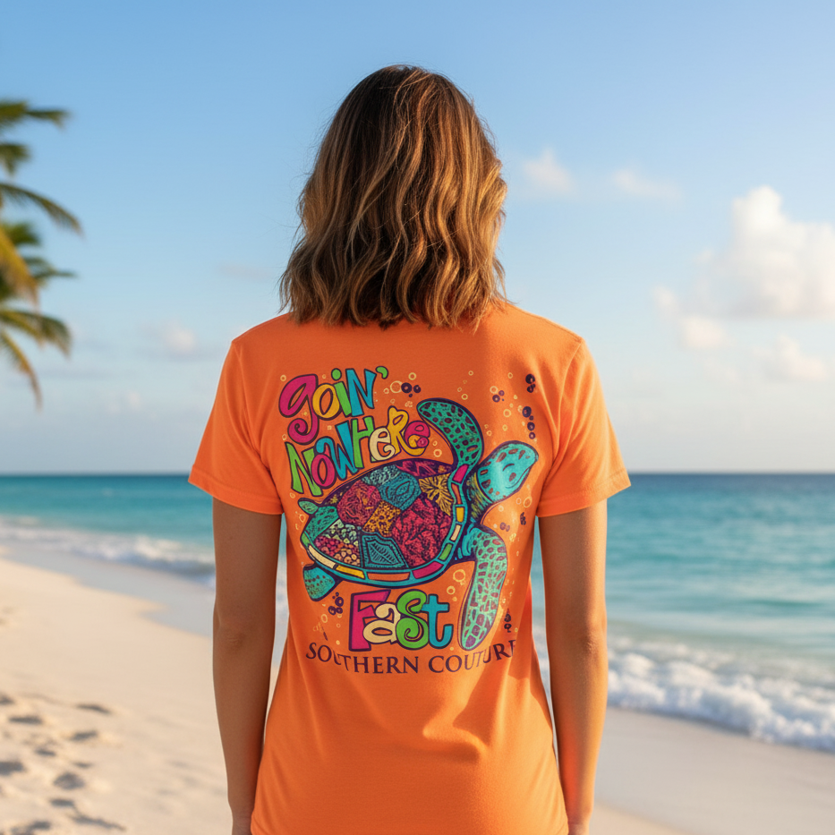 Southern Couture Classic Goin' Nowhere Fast Turtle T-Shirt